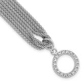 Sterling Silver Rhodium-Rhodium-Plated Multi-strand CZ Toggle Bracelet